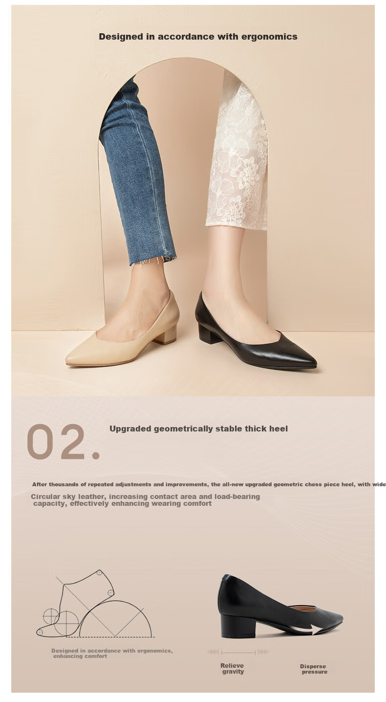 COMELY Women's Single Shoes, Spring And Autumn Air Cotton Soft Sole, Simple Comfortable Chunky Heel Commuter Work Shoes, Black, Size 37 4