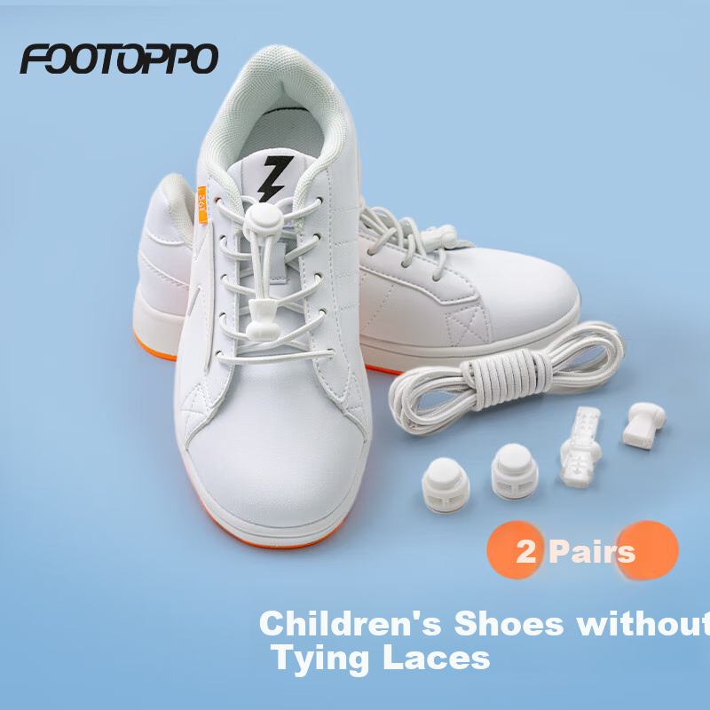 FOOTOPPO Children's Lazy Slip-On Shoes, Easy Elastic Loops, No-Tie Elastic Buckle, Convenient Elastic Shoe Straps