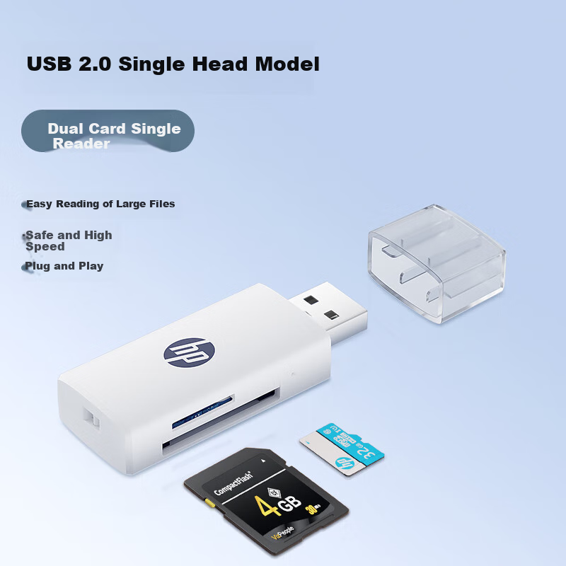 HP USB Flash Drive, SD/TF Multi-Functional All-In Card Reader for Computer, Phone, IPad, Camera, Dash Cam, Surveillance Memory Card, White