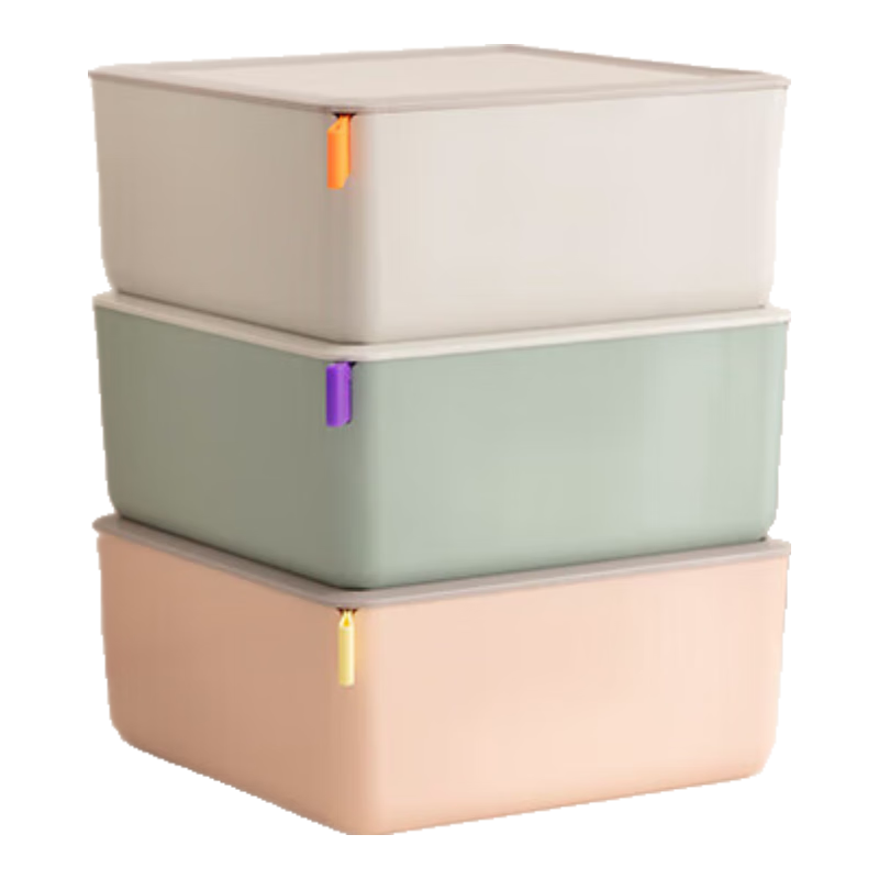 Deli Xdomo Series Storage Box with Lid, Office And Makeup Organizer with Silicone Clasp, Green Low Square XDM11