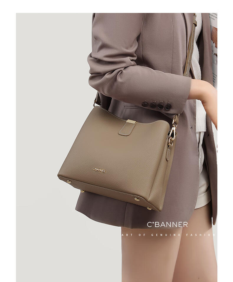 C.BANNER Women's Handbag, Top-Grain Leather Bucket Bag, Shoulder Crossbody Tote Bag, Practical Birthday And Mother's Day Gift for Mom 2