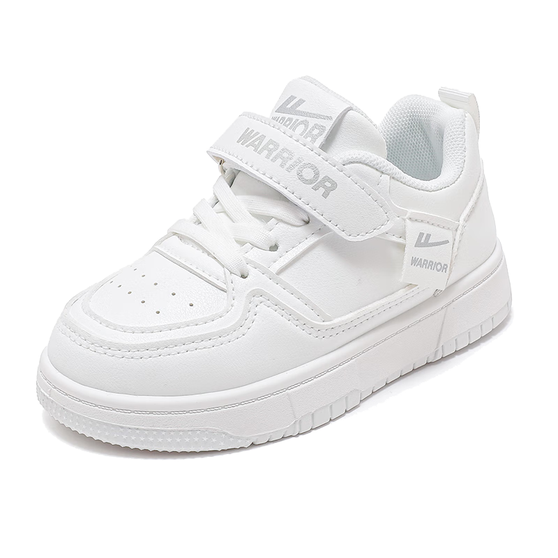 Warrior Children's Shoes, Girls' White Sneakers, Spring And Autumn Style, Kids' Sports Shoes, Boys' Skateboard Shoes WZ(CL)-0950 White Size 34