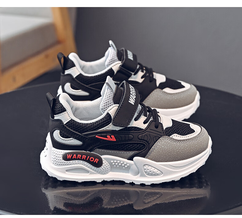 Warrior Children's Shoes Spring And Autumn Girls' Sneakers Breathable Mesh Running Shoes for Kids WZ(CL)-0676 Gray/Purple 30 8