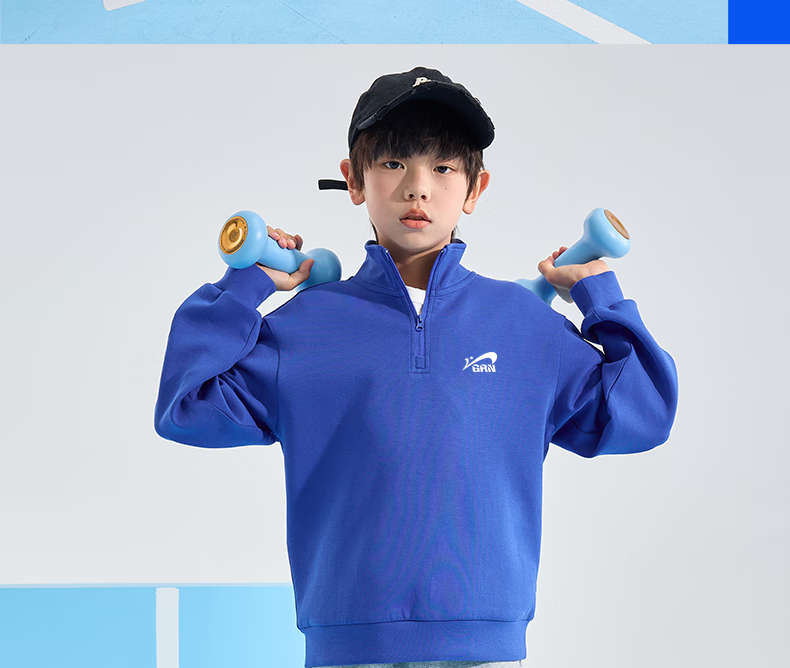 Guirenniao Boys' National Trend Sportswear Set, Youth Two-Piece Outfit, Children's Spring And Autumn Clothing, for Older Kids' Spring Wear 14