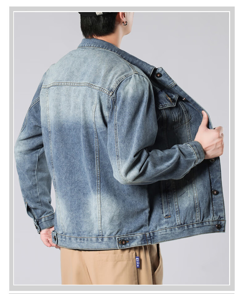 Pierre Cardin Jacket for Men, Summer Fashion Simple Comfortable Trendy Casual Versatile Denim Coat, Black, 2XL 9