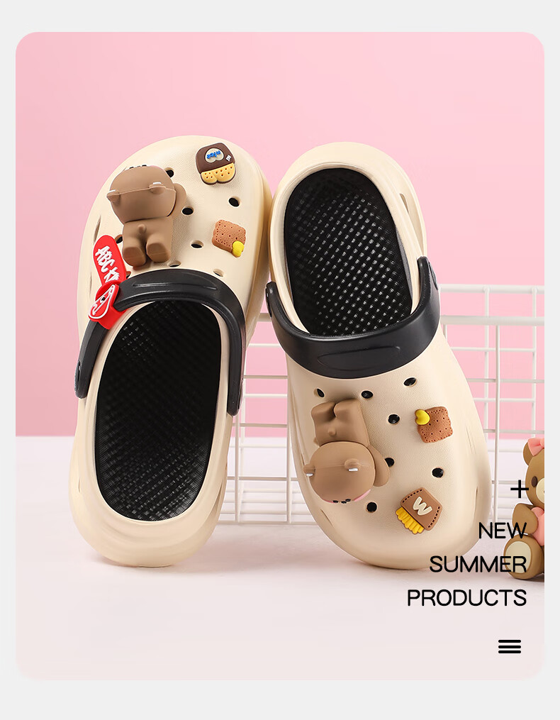 ABC KIDS Children's Perforated Shoes, Boys And Girls Slippers, Summer Sandals, Baby Soft-Soled Non-Slip Beach Shoes, 8501 White-Pink, Size 30-31 8
