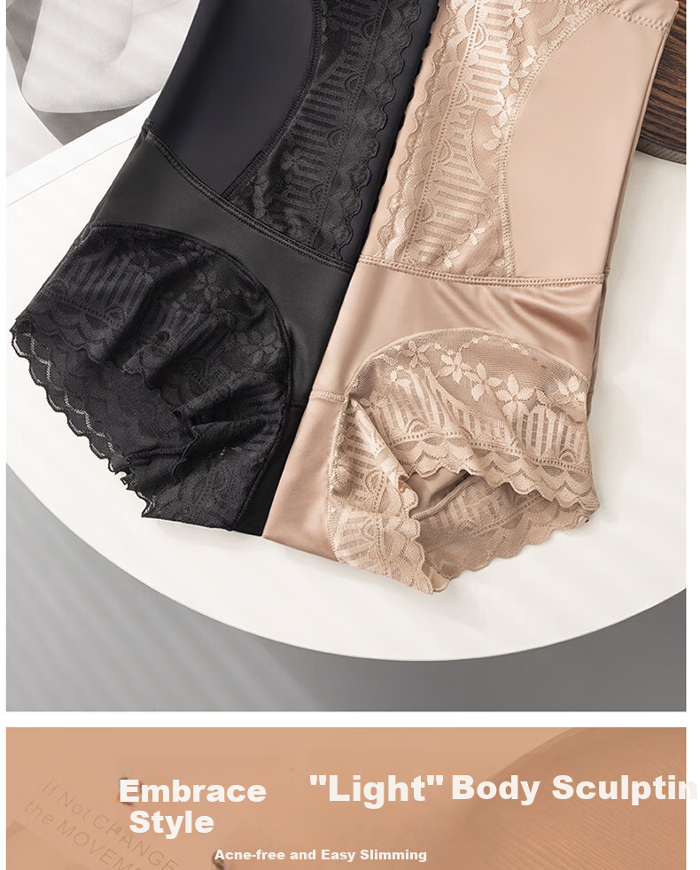 LangSha High-Waisted Cotton Tummy Control Shapewear Shorts for Women, 2-Pack Slimming Body Shaper Triangle Panties 8