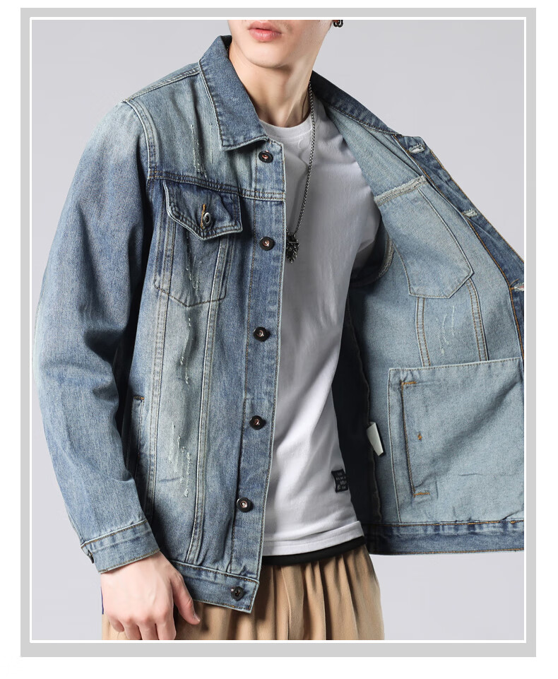Pierre Cardin Jacket for Men, Summer Fashion Simple Comfortable Trendy Casual Versatile Denim Coat, Black, 2XL 8