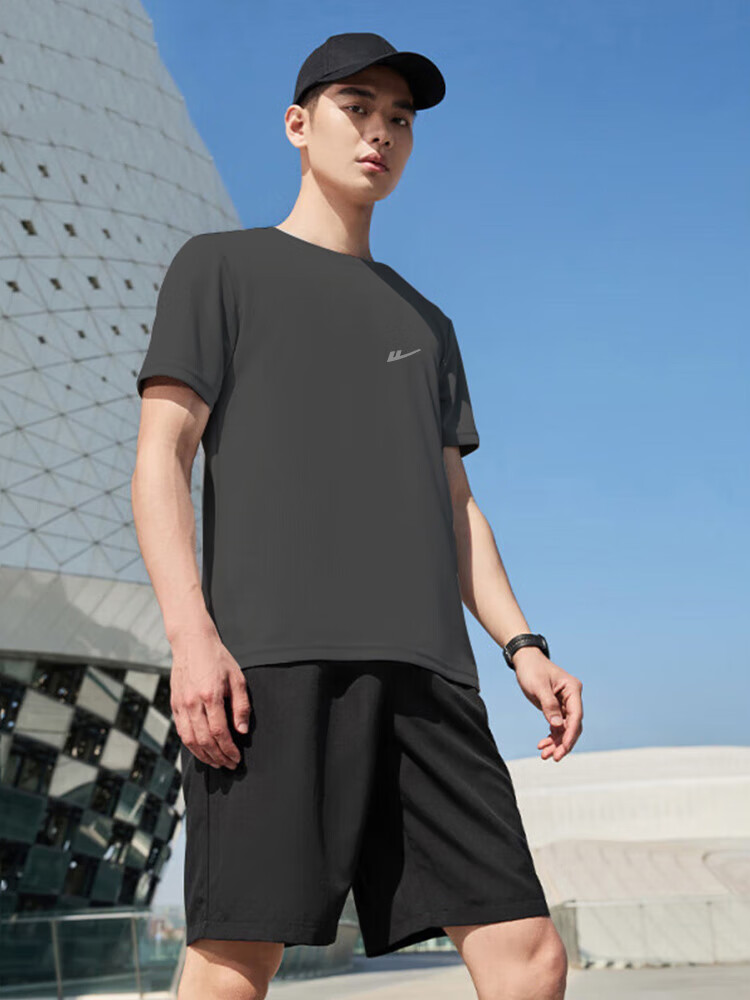 Huili Short-Sleeve T-Shirt for Men, Outdoor Sports Breathable Quick-Dry Shirt, Men's Running Training Fitness T-Shirt, Casual Round Neck Top for Me 12