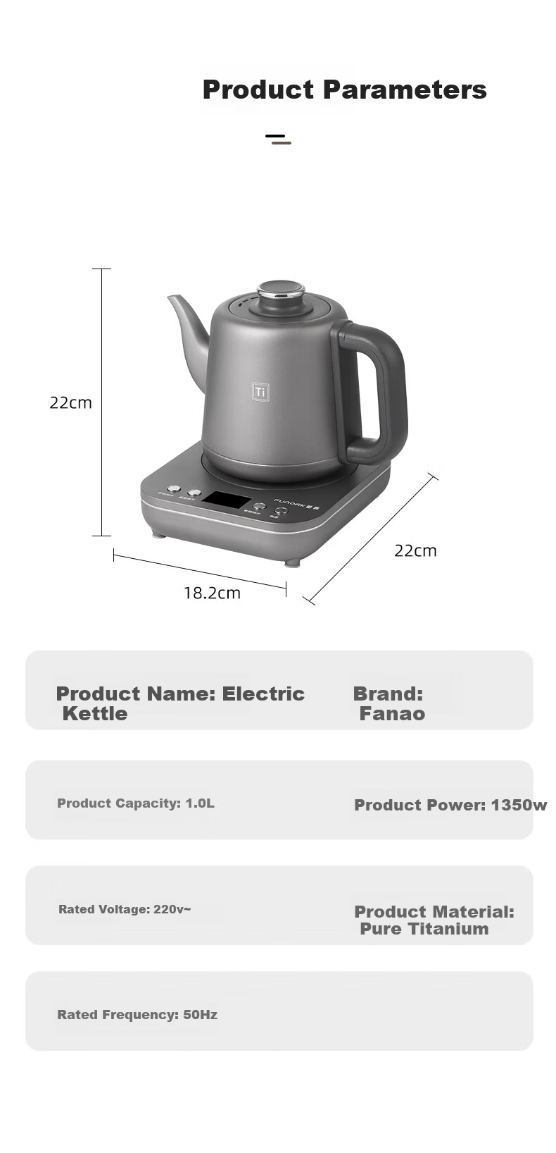 FUNORK Pure Titanium Fully Automatic Electric Kettle with Water Inlet, Tea Table Kettle, Specialized All-In Tea Table And Coffee Table for Brewing Tea, Electric Tea Stove RY-D4 13