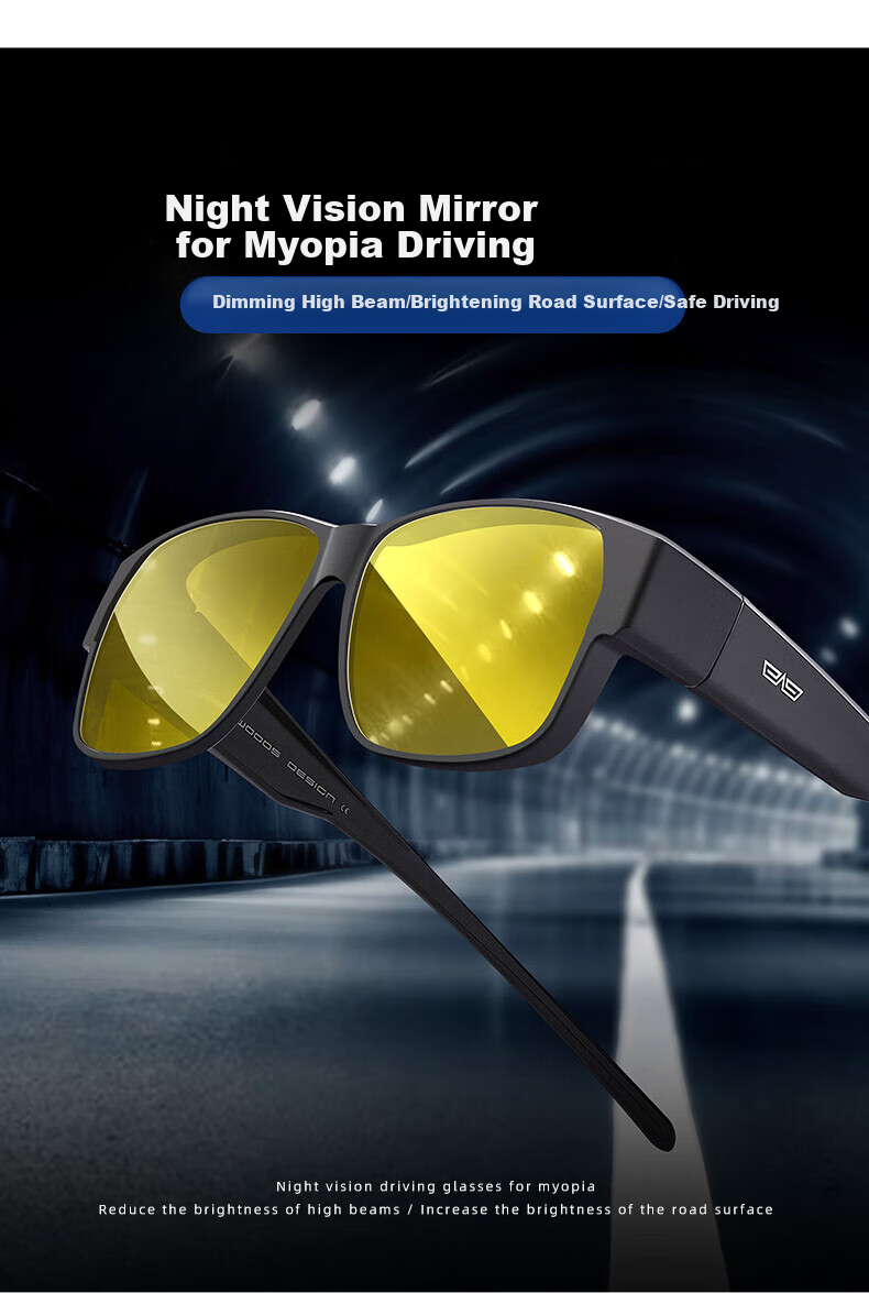 CAPONI Night Vision Glasses for Driving, Sunglasses for Nearsightedness, Unisex Day And Night Color-Changing Sunglasses, Anti-Glare for High Beam Light 2