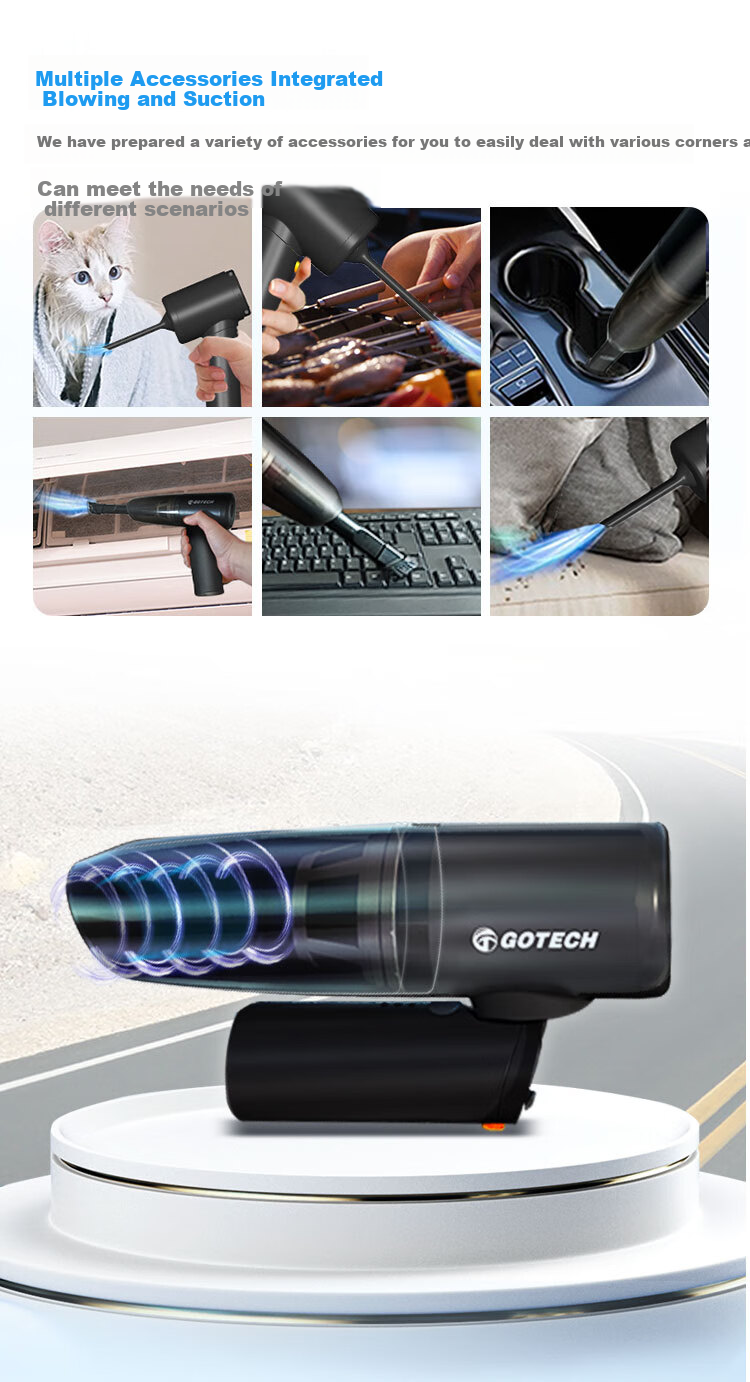 Gaotaike Car Vacuum Cleaner, Powerful Suction, Handheld Vacuum for Car And Desktop Use, Cordless, Portable, Long Battery Life, Cool Black Color 5