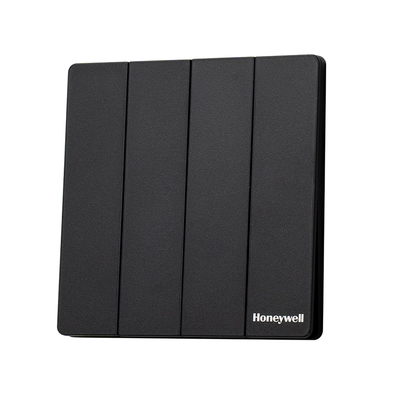 Honeywell Switch Socket Panel Ultra-Thin Frameless Matte Skin-Friendly 86-Type Four-Gang Double Control Ruiyi T3 Phantom Black