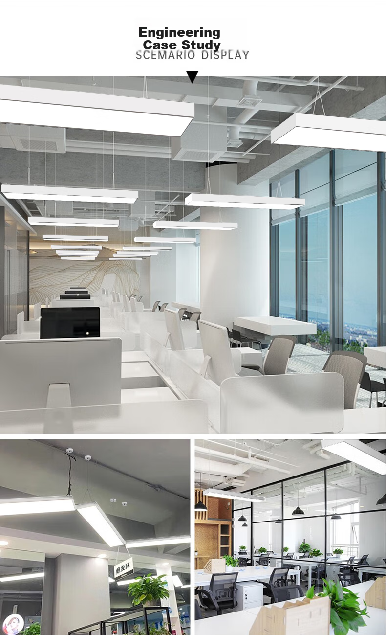 Dengling Office Pendant Light, LED Strip Light, Suspended And Ceiling-Mounted Dual-Use, Ultra-Bright Energy-Saving, for Office Buildings, Supermarkets, Shopping Malls, Industrial Projects, Specialized Flat Panel Light, White Frame Right Angle, 120x10cm 40W Cool White 9