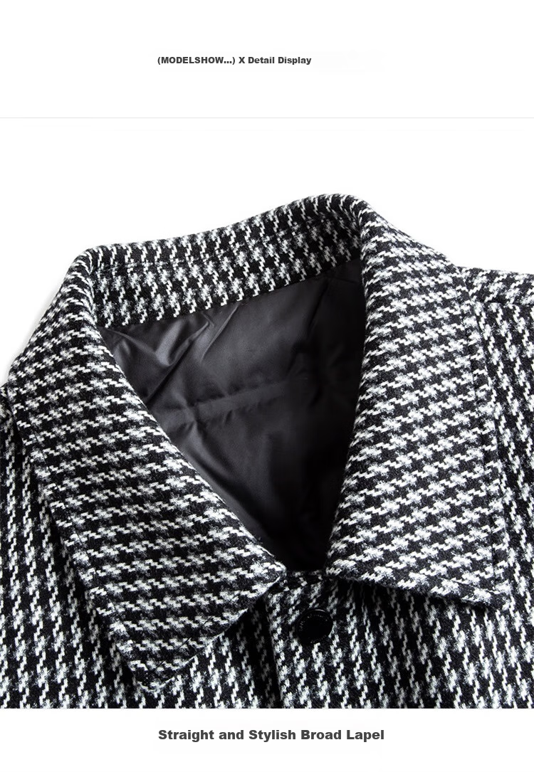 DANCING WOLVES [85% White Duck Down] Versatile Houndstooth Lapel Warm Men's down Jacket 003 Medium Gray S(165) 12