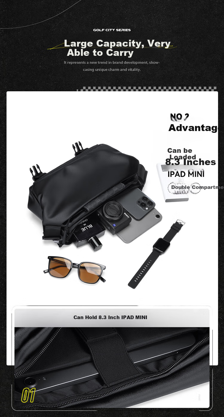 GOLF Shoulder Bag for Men, Trendy Crossbody Bag with Large Capacity, Casual IPad Phone Bag, Cycling Sports Messenger Bag for Wome 2