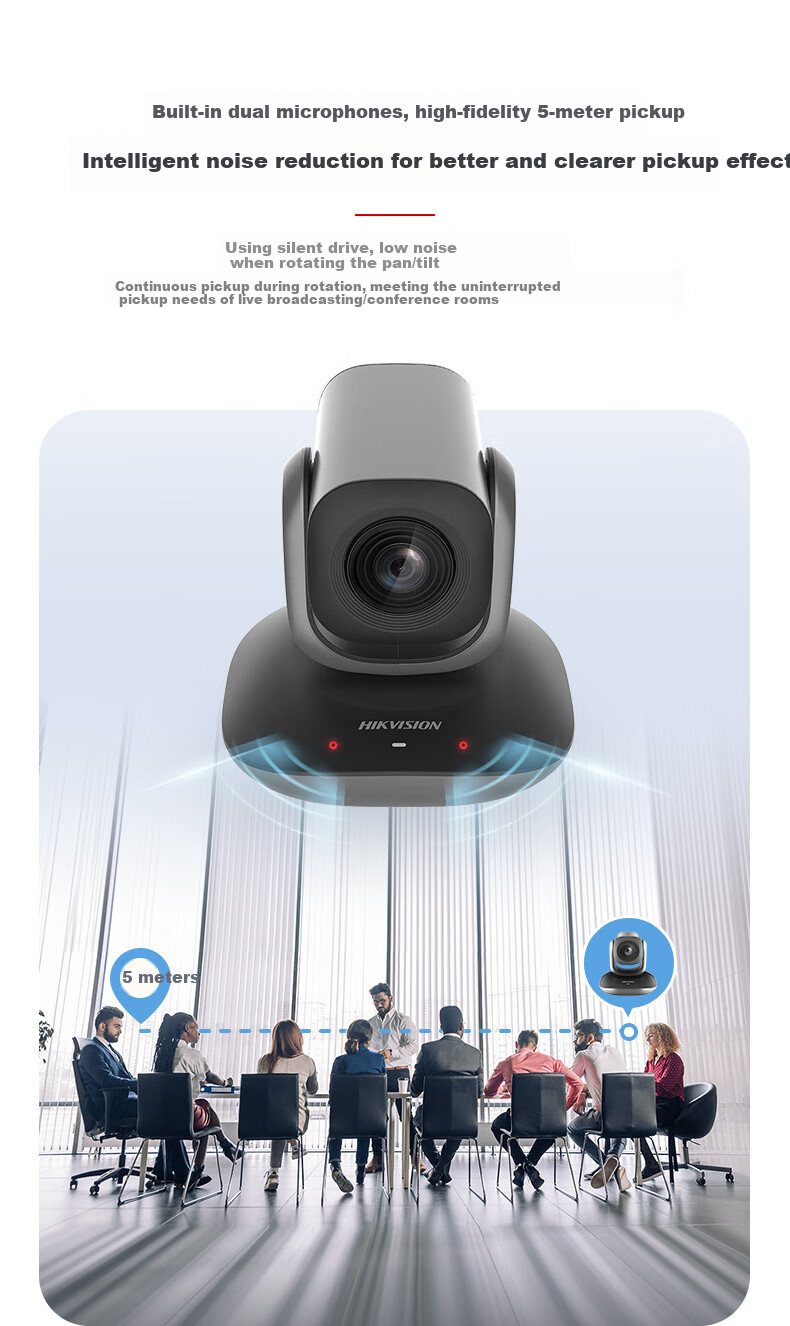 HIKVISION Video Conference Camera, Live Streaming 1080P HD Camera with Microphone, Auto Zoom, Remote Control, PTZ, Video Conferencing Solution, Live Streaming V102 8