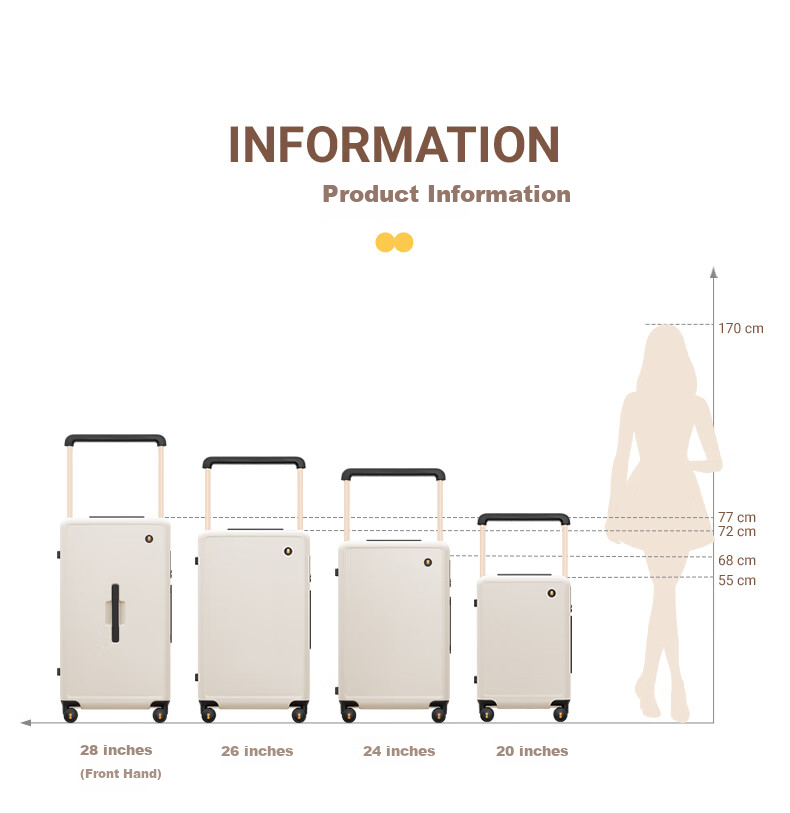 LEVEL8 Suitcase with Wide Handle, Travel Luggage for Men And Women, 20-Inch Carry-On, Password Lock, Spinner Wheels, Yuexiangjia Series, Black 20