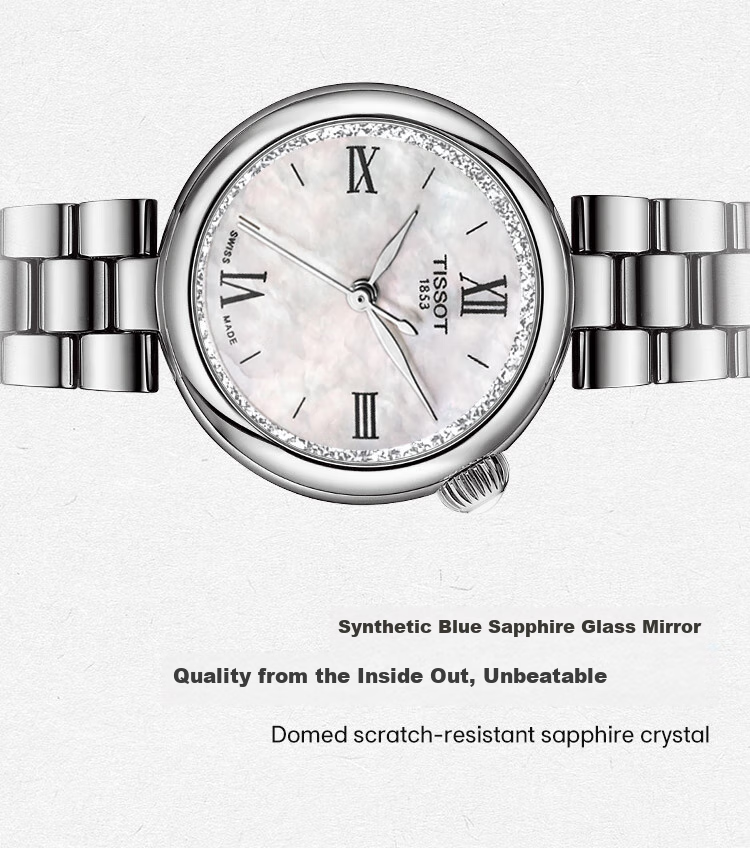 TISSOT Le Locle Series Starlight Women's Watch, Swiss Quartz Ladies Steel Strap Wristwatch, Fashionable Timepiece, Birthday Gift 11