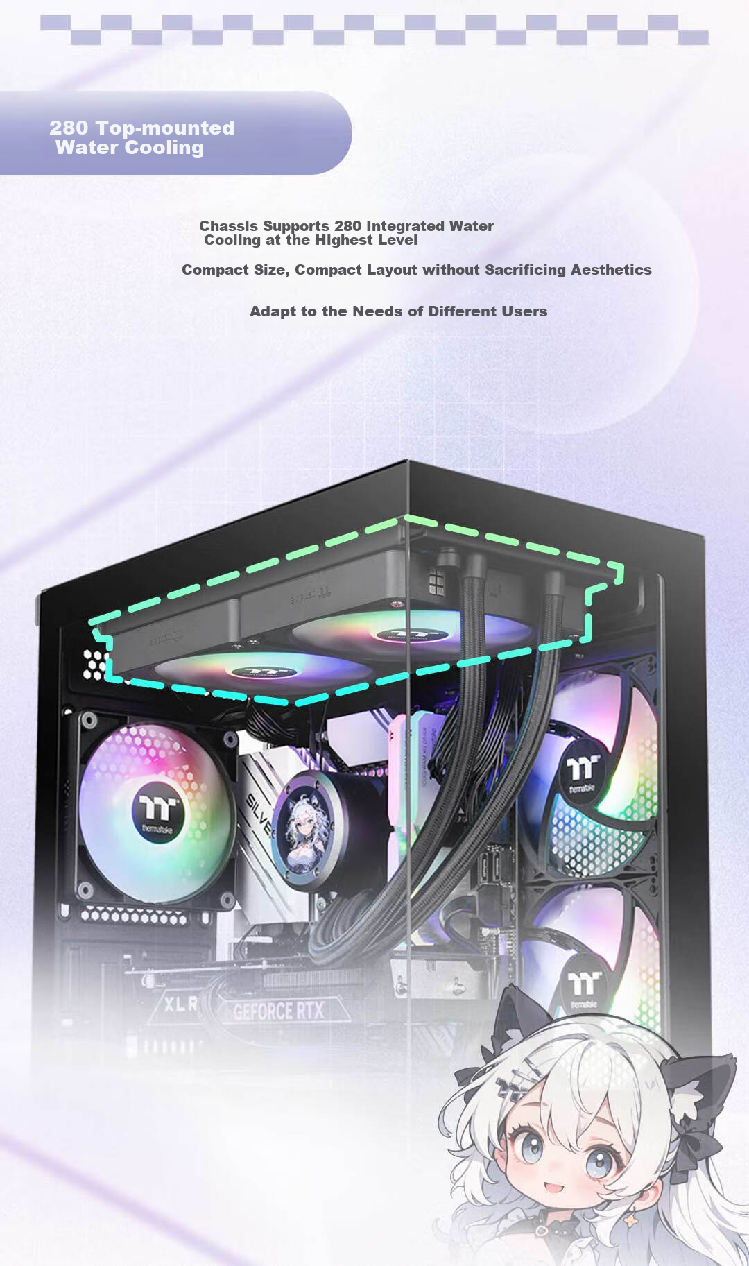 Thermaltake (Tt) Steel Shadow Transparent S240 Panoramic Case Computer Tower Black (M-ATX Motherboard / Supports 240mm Water Cooling / 270° Panoramic View / 7 Fan Positions / Supports 4080 Graphics Card) 6