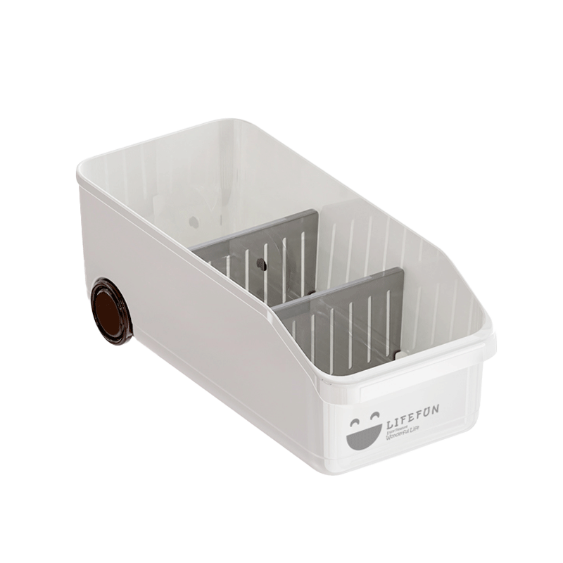 Baicaoyuan Kitchen Storage Box Organizer with Wheels, Under-Sink Container, Storage Bin with Compartments, Small Size, 1 Piece