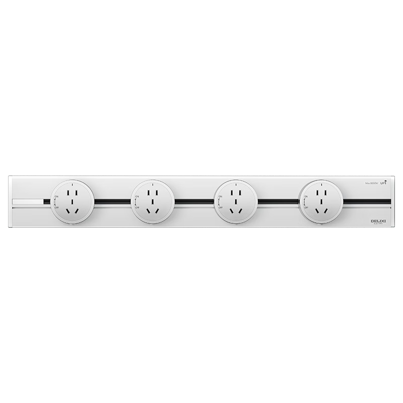 DELIXI Track Socket, Fourth Generation Movable Wall-Mounted Power Strip [Upgraded], White 0.8m Track + 4 Sockets
