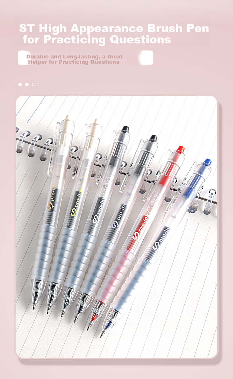 CHENQI STATIONERY Retractable Gel Pen with ST Tip, Exam Writing Pen, Small Smooth Cloud Grip, Black Ink for Exams And Students, Quick-Drying Push-Button Type JG-82/black 7