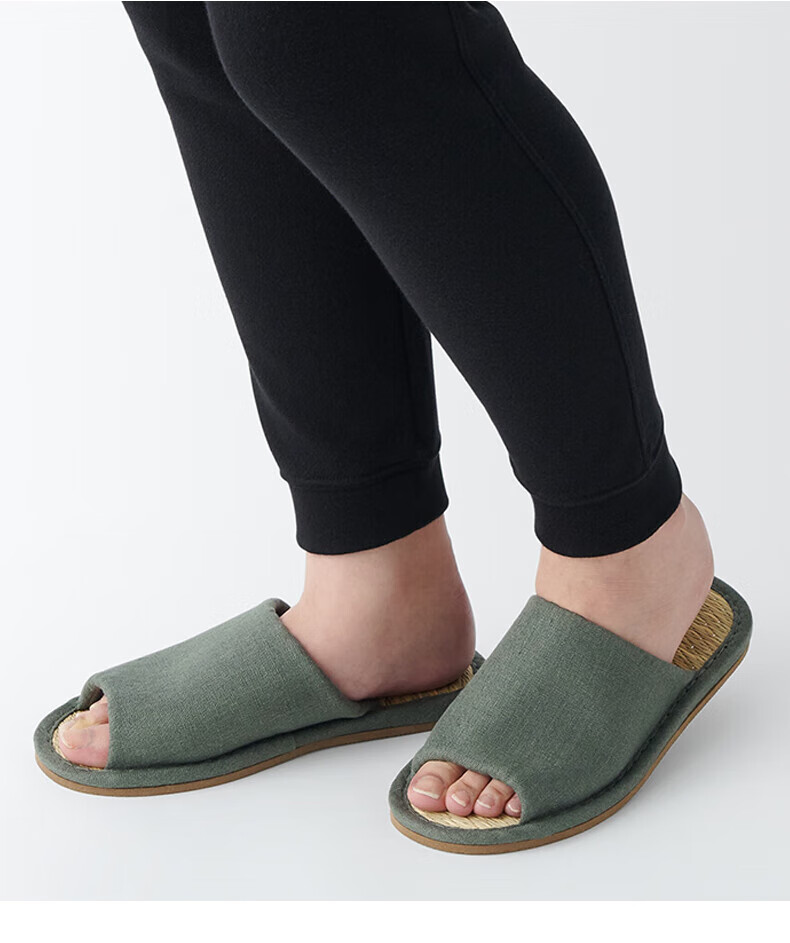 MUJI Unisex Rush Grass Platform Slippers Charcoal Gray Size 42 (260mm) 1