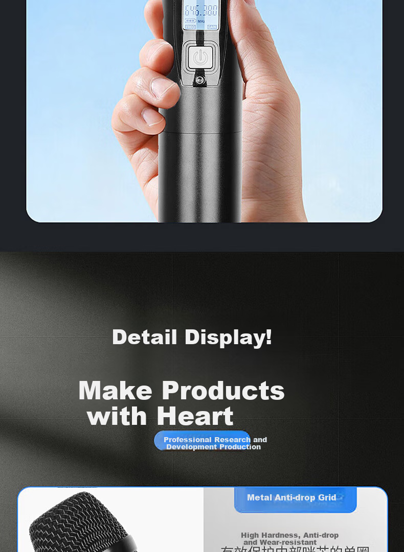 HYUNDAI HD01 Wireless Microphone, U-Band Wireless Handheld Two-Channel, Specially Designed for KTV, Wedding, And Stage Performances 14