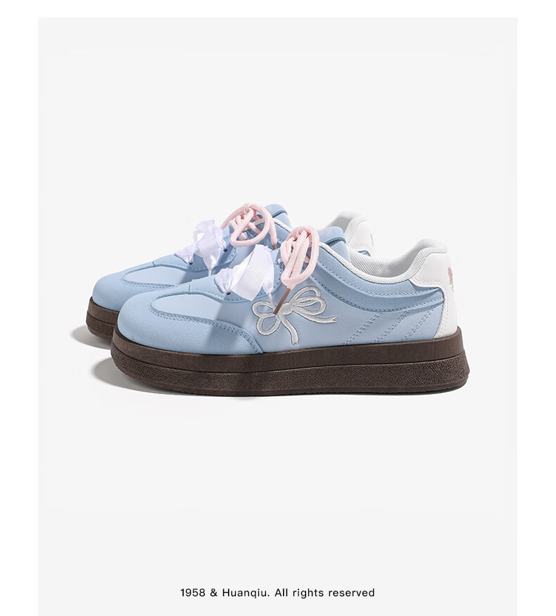 HUANQIU Butterfly Bow White Sneakers for Women, Spring 2026 New Style Versatile Puff Shoes Casual Skateboard Shoes Sports Shoes, Pink, Size 40 5