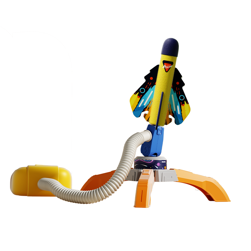 HUANGER Children's Foot-Operated Rocket Launcher, Foot-Powered Launched Flying Rocket, Outdoor Light-Up Toy for Boys And Girls