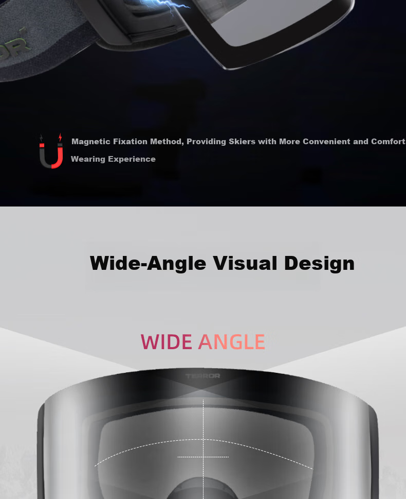TERROR Ski Goggles with Photochromic Lenses, Double-Layer Anti-Fog Snow Goggles with Magnetic Attachment 7