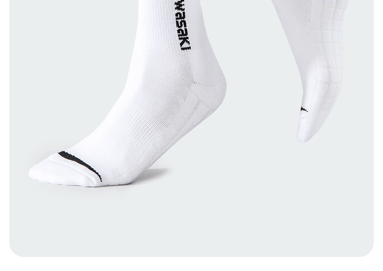 KAWASAKI Thickened Towel Bottom Sweat-Absorbing Sports Mid Socks Panda Series C6372 White/Black 3 Pairs Pack 5