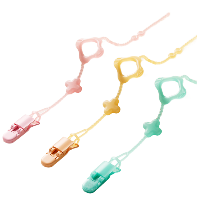 COOKSS Baby Teething Anti-Lost Pacifier Chain Clips Silicone Teething Toy Set of Two