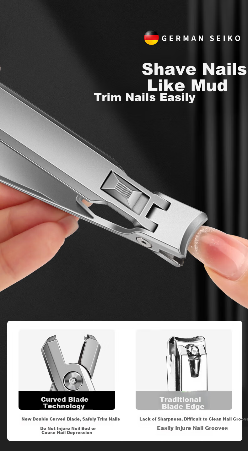 PAIE Nail Clippers for Thick Nails, Large Opening Household Nail Scissors with Anti-Splash Design, Premium Large Nail Clipper Set 6