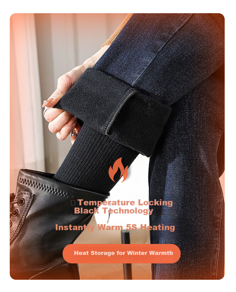 Dme Fleece-Lined Retro Dad Pants, Winter Thickened Warm Elastic Waist Harem Women's Jeans, Smoke Gray Black, Size 26 3