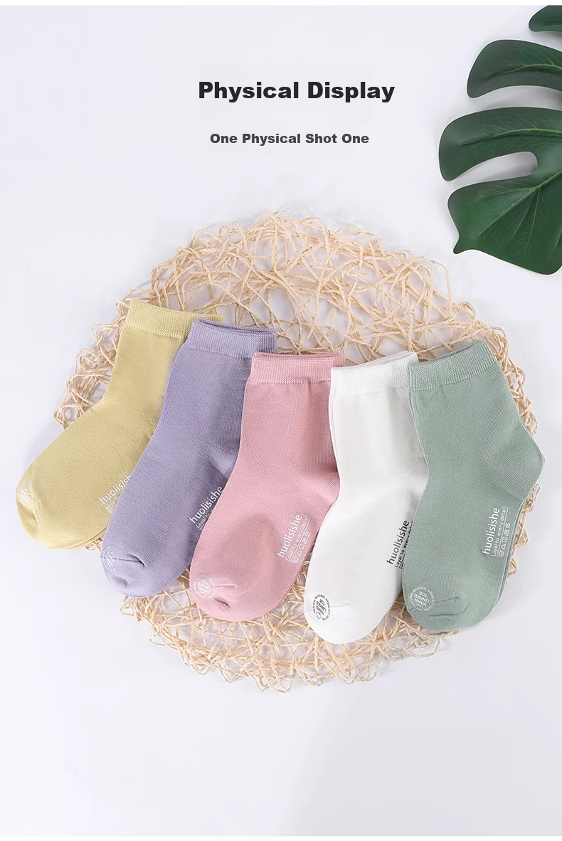 Hzasz Children's Socks Spring And Autumn Pure Cotton Seamless Girls' Kids' Baby Sweat-Absorbing Odor-Resistant Sports Mid-Calf Trendy Socks for Teenagers 9