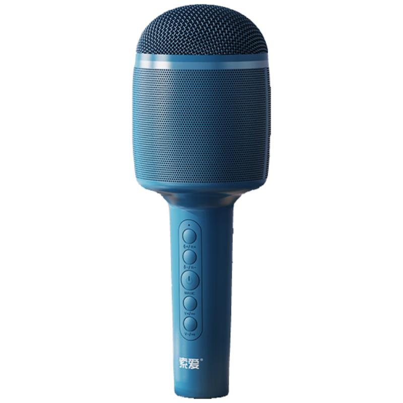 Soaiy Microphone Speaker All-In Wireless Bluetooth Karaoke TV Children's Birthday Gift Portable Handheld Karaoke Microphone for Everyone's Mobile Home Use MC8MAX Blue