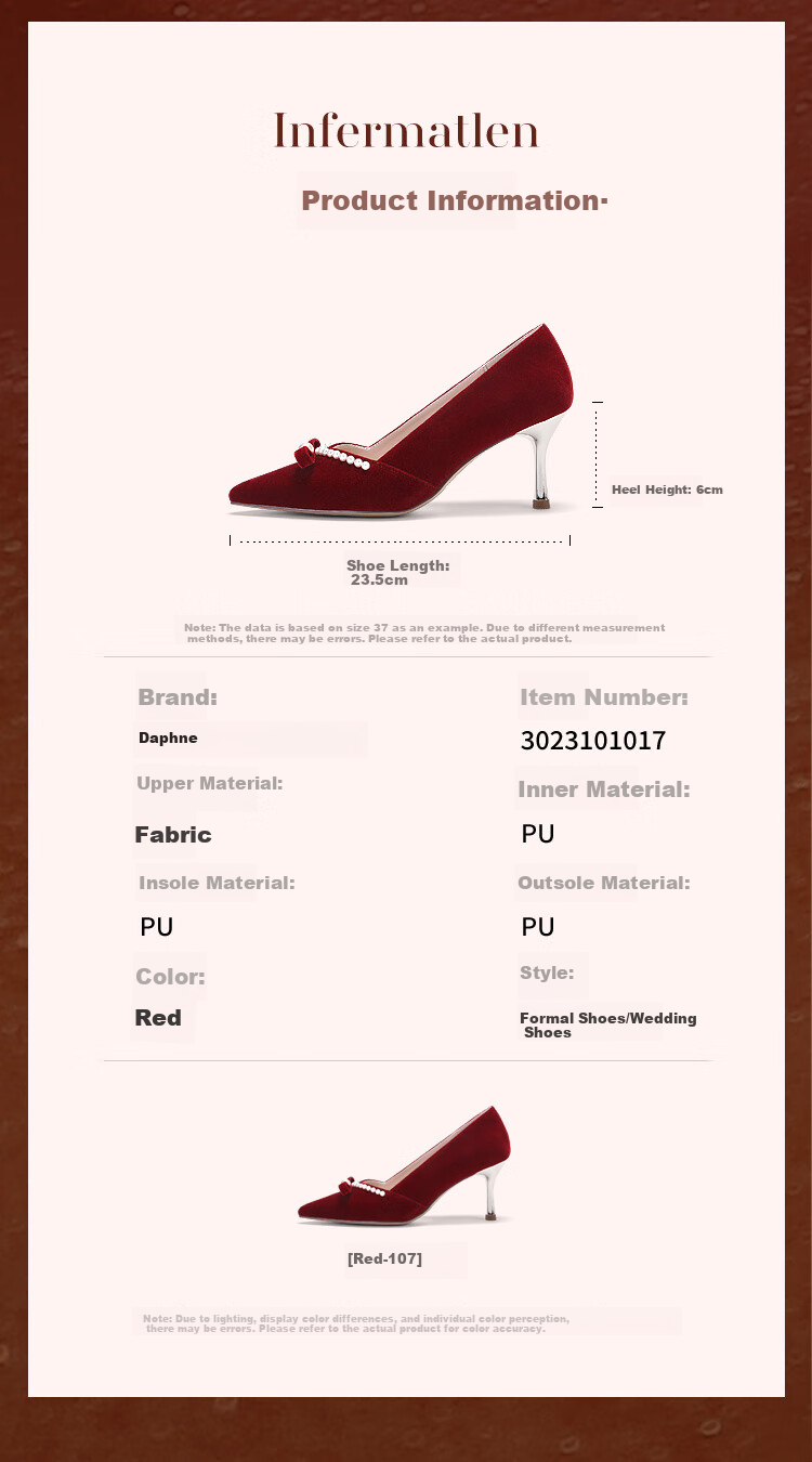 DAPHNE High Heels for Women, Stiletto Pumps, Summer Women's Shoes, Xiuhe Wedding Dress, Toasting Attire, Bridal Shoes, Wedding Shoes, Red, Size 38 4