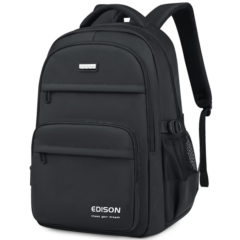 Edison Inventor High School Student Backpack Large Capacity for Male Middle School And College Students Water-Resistant Travel Backpack K069-1 Black