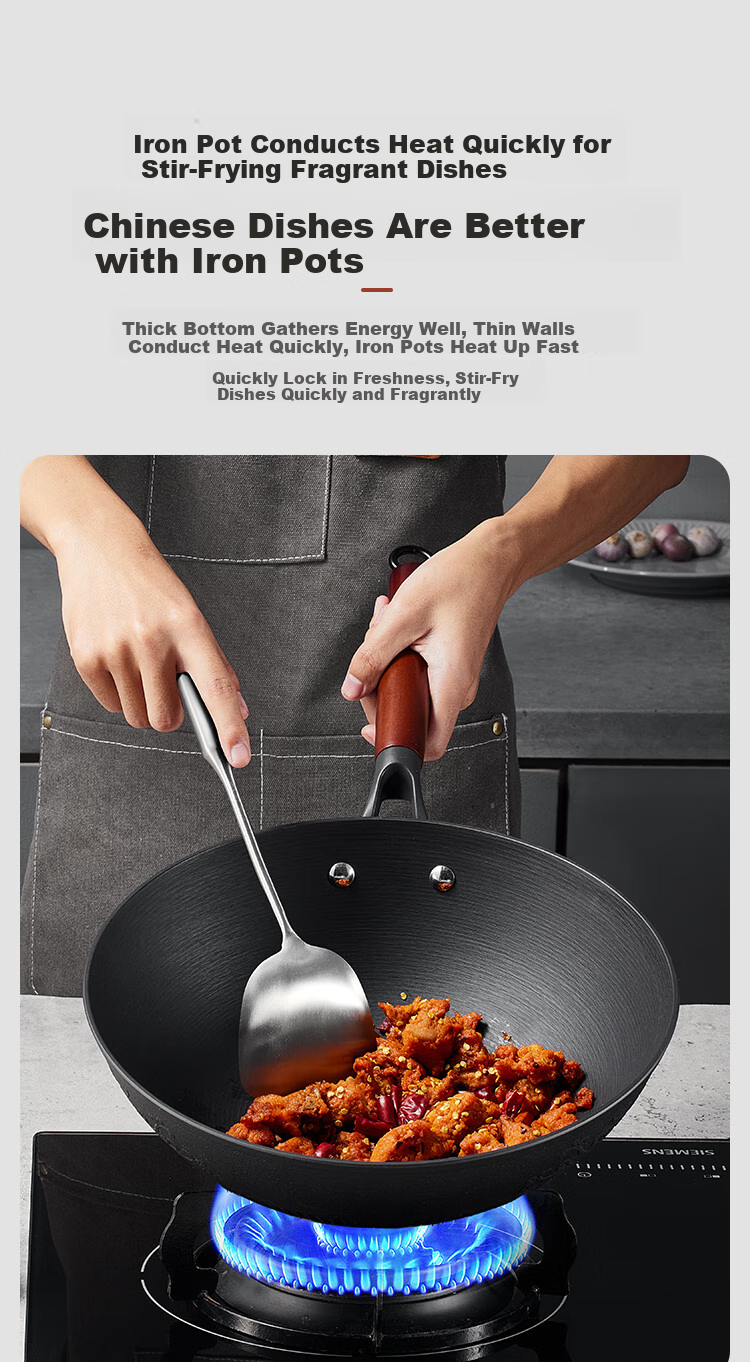 COOKER KING Cast Iron Wok, Flat Bottom Frying Pan, 30cm, Nitrided Anti-Rust, Suitable for All Stoves, Heritage CC30CG 6