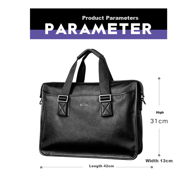 COW Briefcase, Men's Business Casual Handbag, Large Capacity, Durable, Men's Bag, Business Laptop Bag, 8628 Black 4