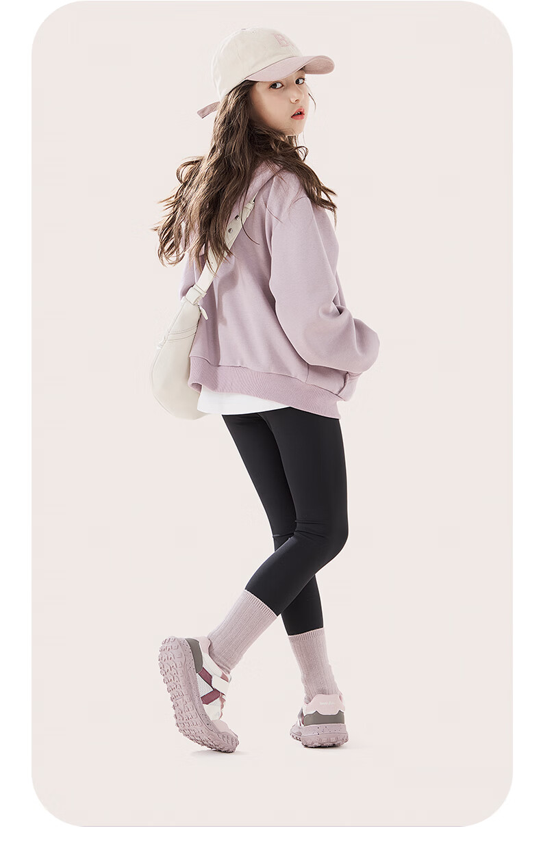 Disney Girls' Outfit Set for Spring And Autumn, Stylish Big Kids Casual Zip-Up Hooded Sweatpants Two-Piece Set 3DT004 Pink Purple 150 11