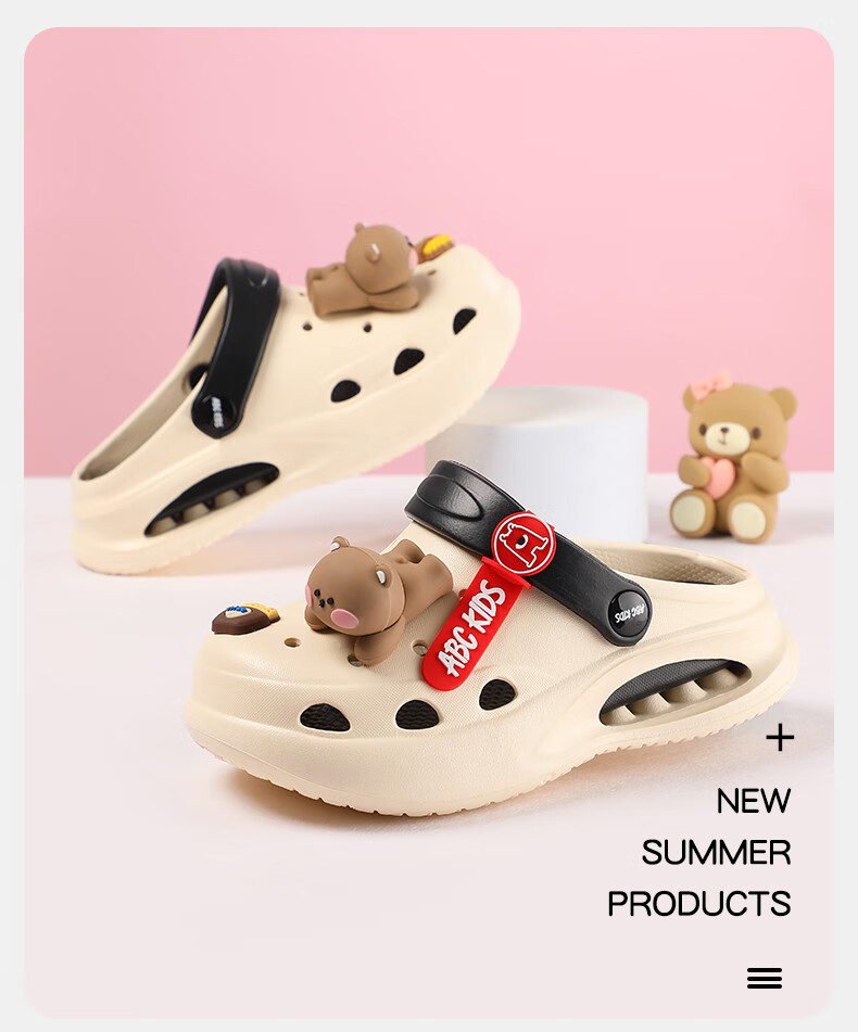ABC KIDS Children's Perforated Shoes, Boys And Girls Slippers, Summer Sandals, Baby Soft-Soled Non-Slip Beach Shoes, 8501 White-Pink, Size 30-31 10