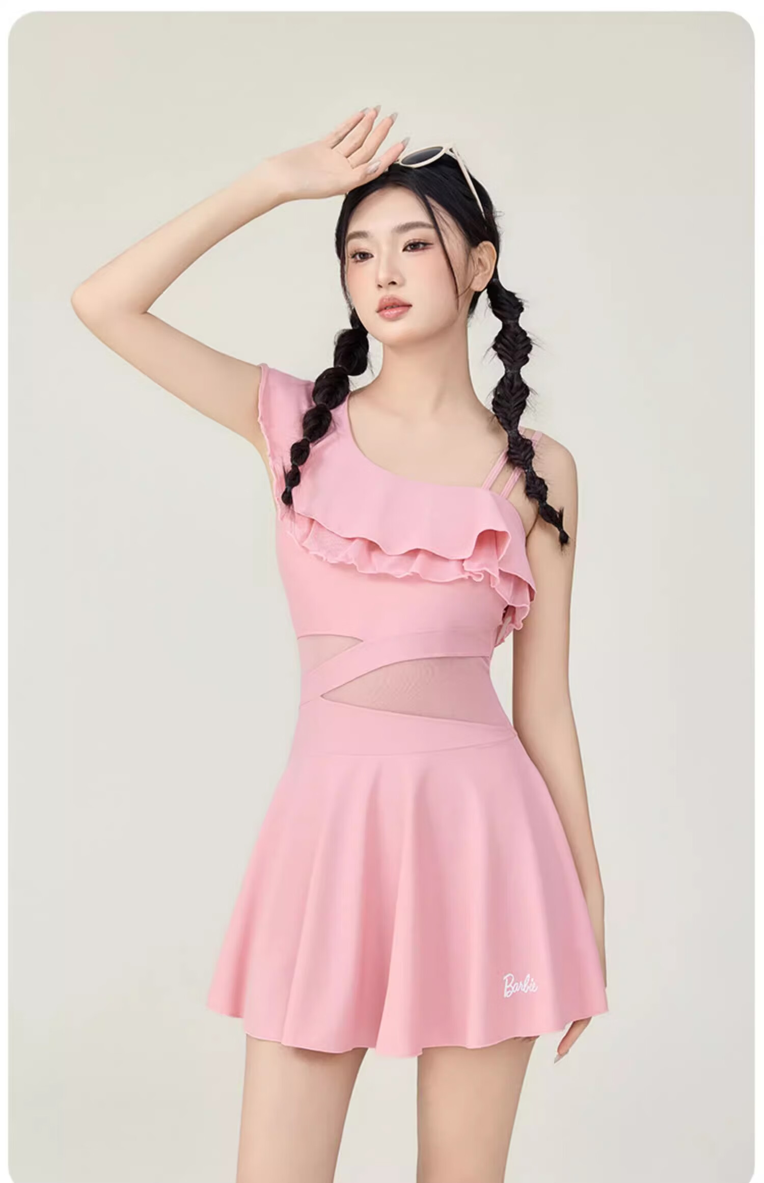 Barbie One-Piece Swimsuit Dress for Women, Pink Fashion Slimming Fairy Style Hot Spring Sexy Beach Vacation Swimwear 20