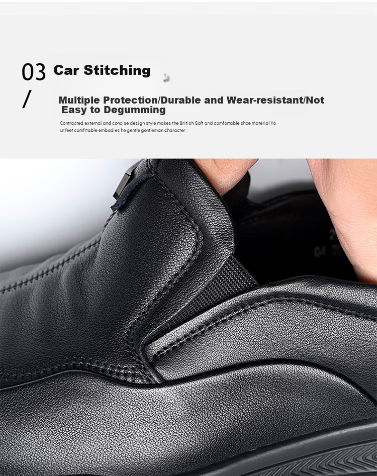 SPIDER KING Men's Shoes, Spring And Autumn Soft Sole Slip-On Loafers, Casual Leather Shoes for Middle-Aged Men, 880181A, Black, Size 44 7