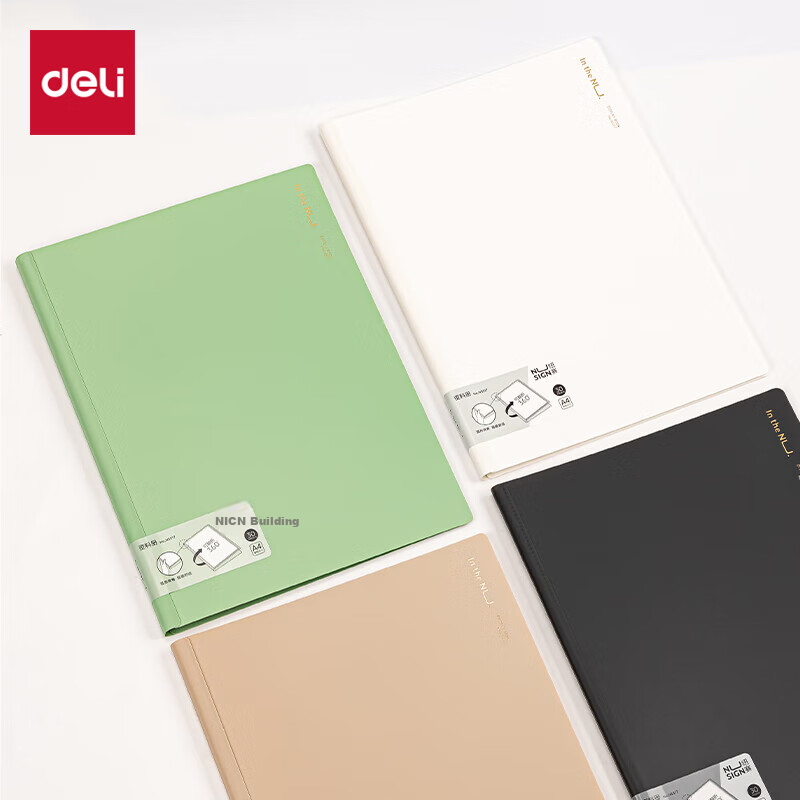 Deli A4/30-Page Soft Spine Document Folder with Sleeves, Transparent Vertical Loose-Leaf Organizer File Holder for Documents And Invoices Management, Office Supplies, Black NS517