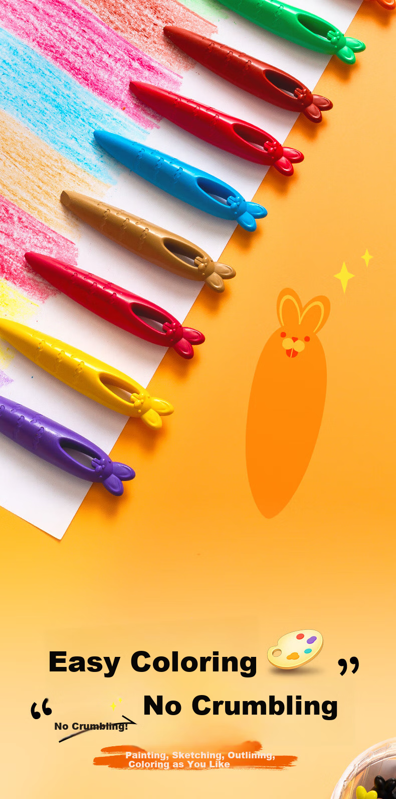 M&G Stationery, Clean Hands, Luotutu Children's Crayons, 24 Colors, Drawing Pencils, Easy to Hold for Toddlers, Not Easily Broken, Painting Colored Pens, AGM900L2 Birthday Gift 5