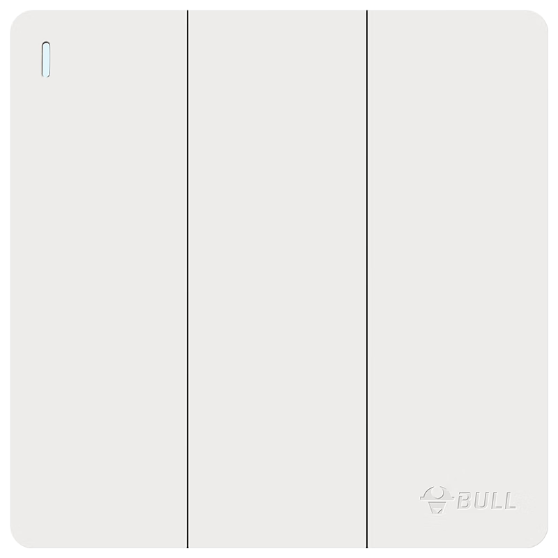 BULL Switch Socket G12, Skin-Like Matte Cream Style, Three-Gang Double Control Switch, Large Panel Switch G12K312, Mianrong White