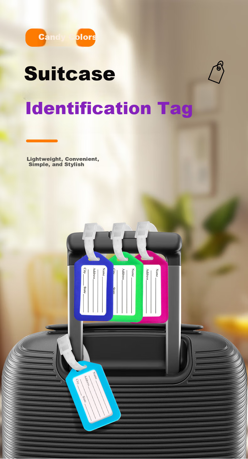 Befon Luggage Tags, Suitcase Identification Tags, Hanging Tags, Carry-On Tags, Name Tags, Key Tags, Trolley Case Tags, Anti-Loss Luggage Accessories, Dark Colors, 6-Pack, 2092 1